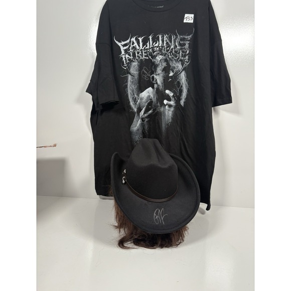 RONNIE RADKE Falling in Reverse Signed Merch Lot: Cowboy Hat & Shirt Autographed